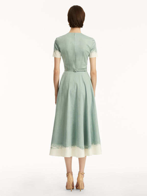 Oscar De La Renta Butterfly Belt Cotton Poplin Dress