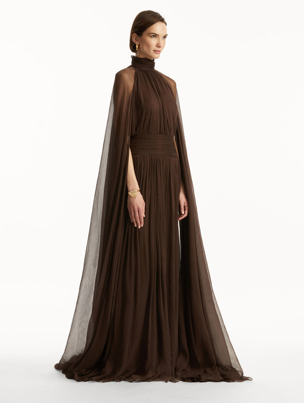 Oscar De La Renta Butterfly-Detailed Chiffon Caftan