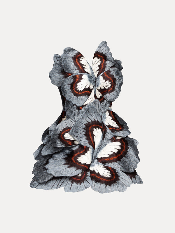 oscar de la renta Butterfly Embroidered Cocktail Dress