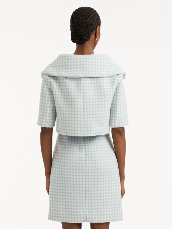 Oscar De La Renta Checked Tweed Short Sleeve Jacket