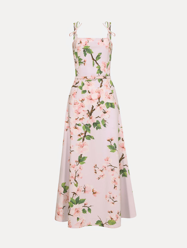 oscar de la renta Cherry Blossom Cotton Poplin Dress