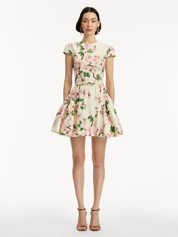 Oscar De La Renta Cherry Blossom Cotton Poplin Mini Dress