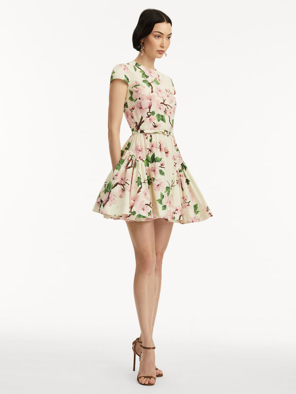 Oscar De La Renta Cherry Blossom Cotton Poplin Mini Dress