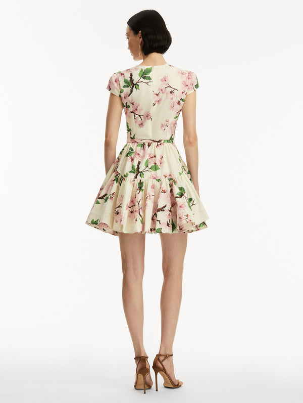 Oscar De La Renta Cherry Blossom Cotton Poplin Mini Dress