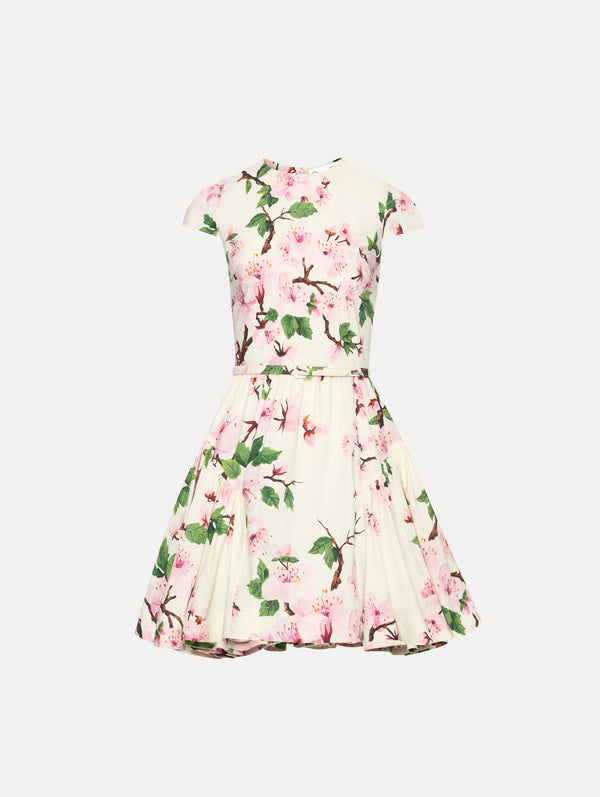 oscar de la renta Cherry Blossom Cotton Poplin Mini Dress