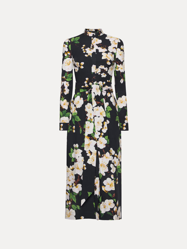 oscar de la renta Cherry Blossom Cotton Poplin Pencil Dress