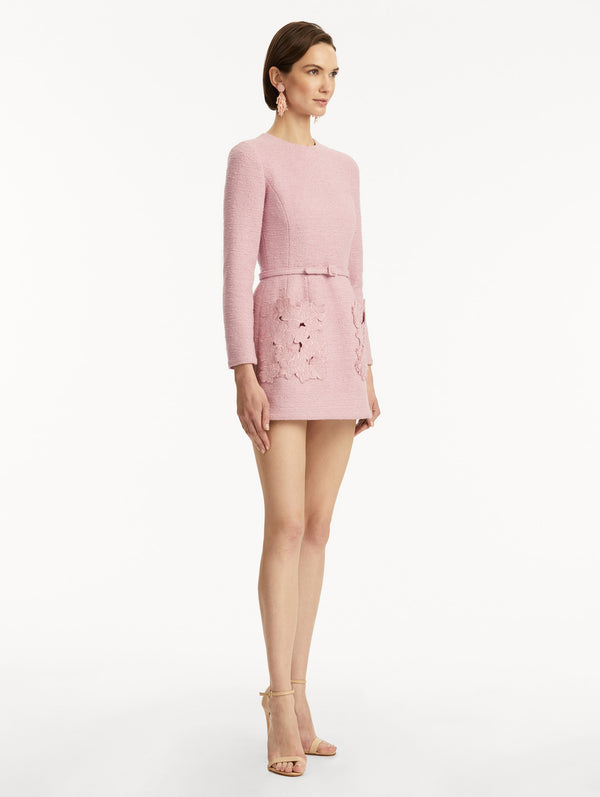 Oscar De La Renta Cherry Blossom Cutout Tweed Dress