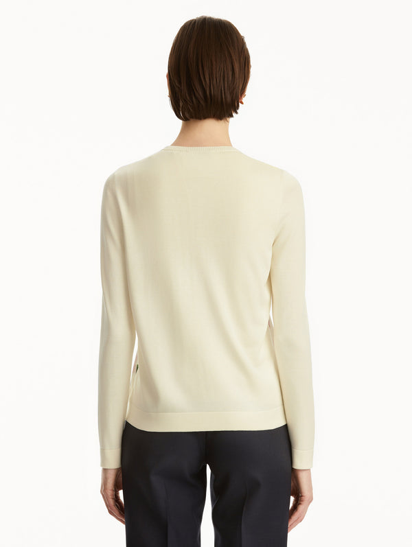 Oscar De La Renta Cherry Blossom Silk Inset Cardigan