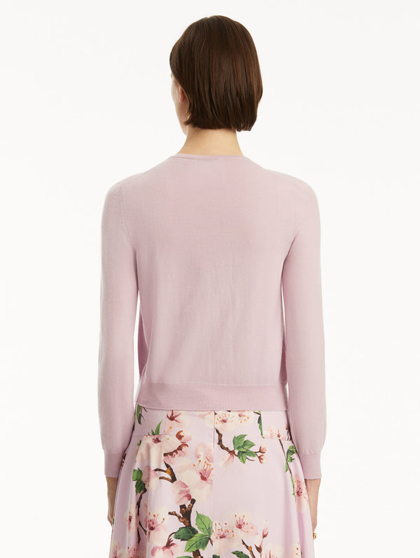 Oscar De La Renta Cherry Blossom Threadwork Cardigan