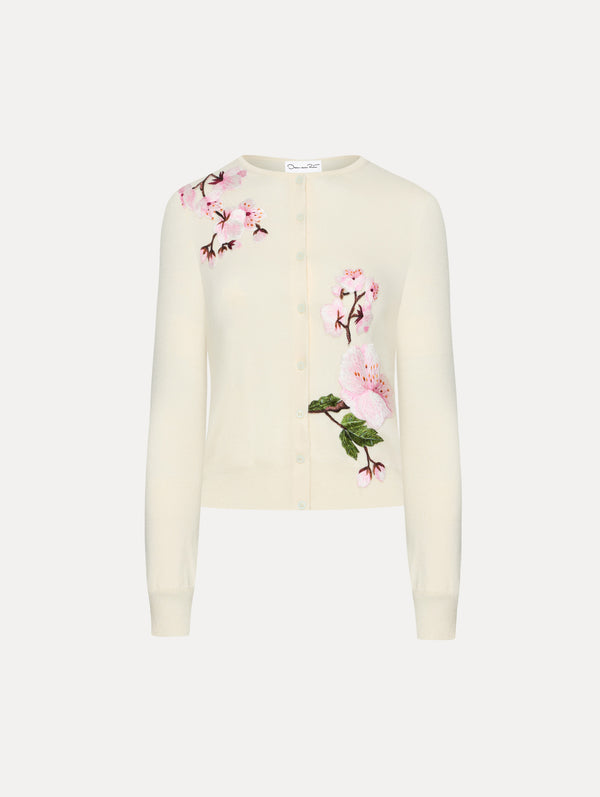 oscar de la renta Cherry Blossom Threadwork Cardigan