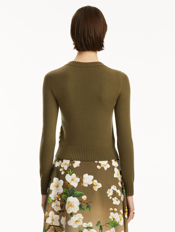 Oscar De La Renta Cherry Blossom Threadwork Pullover