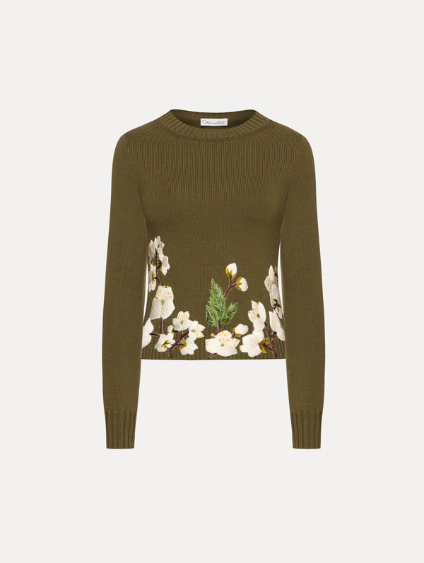 oscar de la renta Cherry Blossom Threadwork Pullover