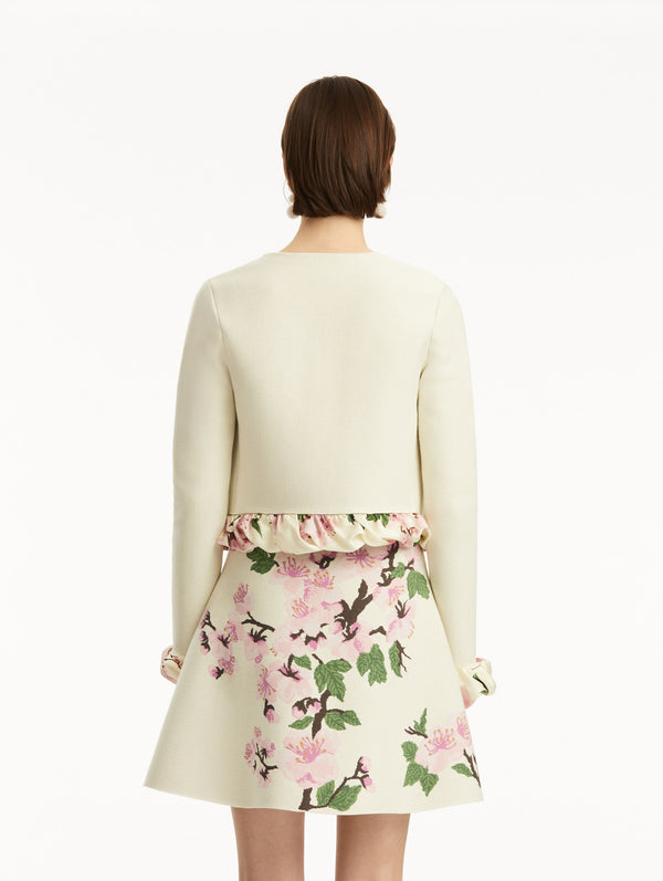 Oscar De La Renta Cherry Blossom Twist Trim Cardigan