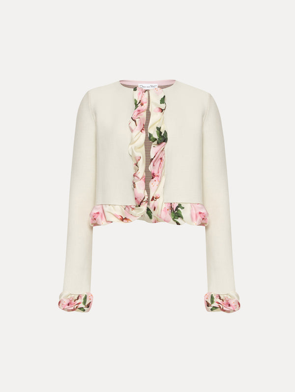 oscar de la renta Cherry Blossom Twist Trim Cardigan