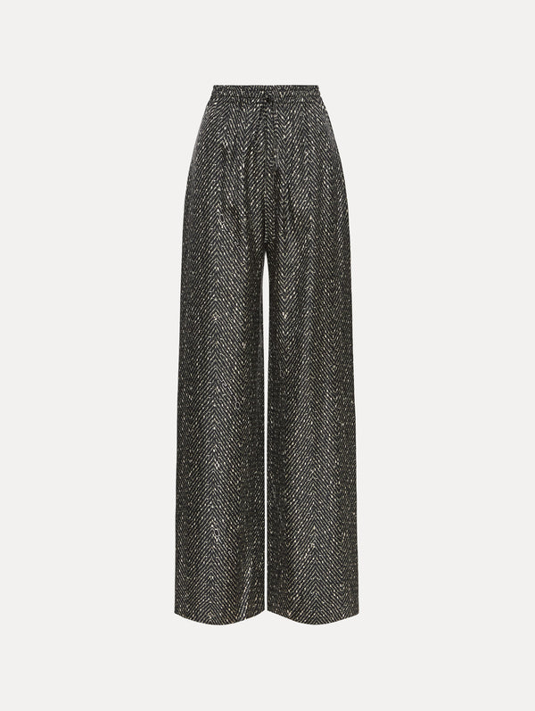 oscar de la renta Chevron Silk Twill Drawstring Pant