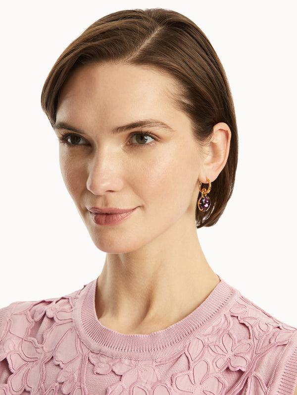 Oscar De La Renta Classic Crystal Mini Hoop Earrings