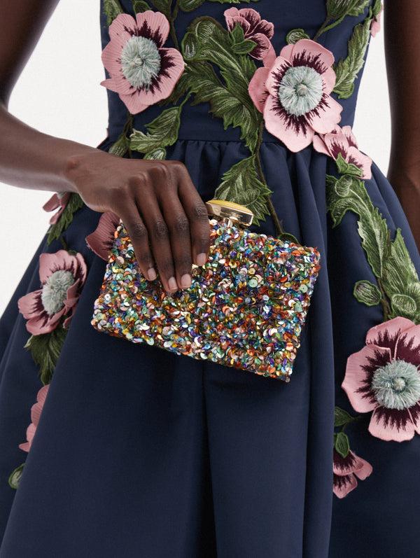 Oscar De La Renta Confetti Sequin Embroidered Minaudière