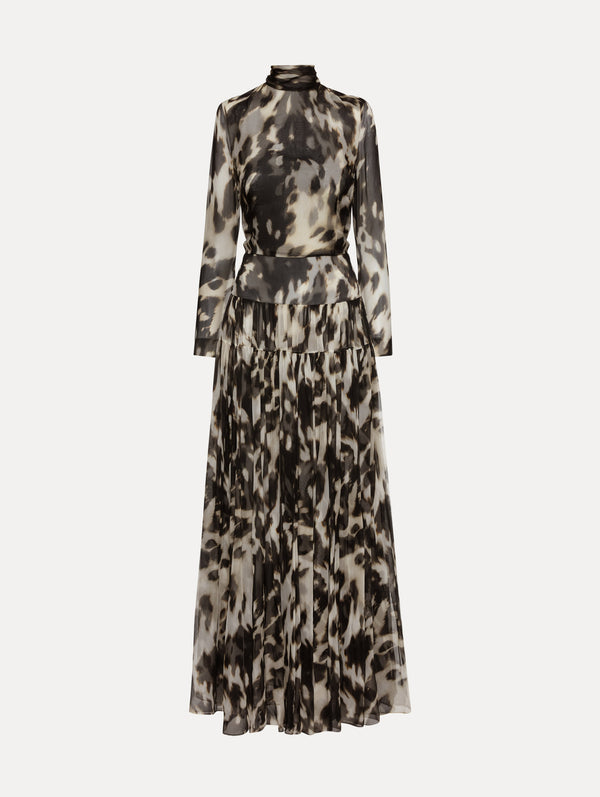 oscar de la renta Cowhide Printed Silk Chiffon Dress