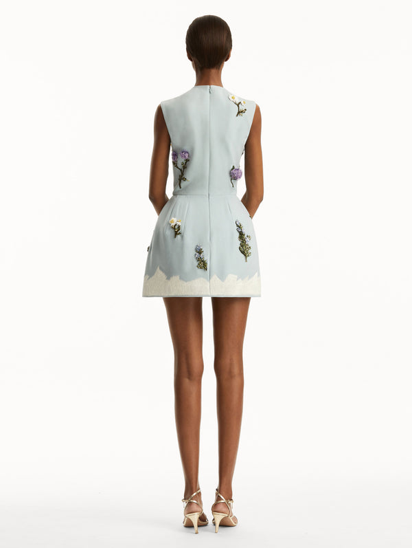 Oscar De La Renta Crystal Artichoke Embroidered Dress