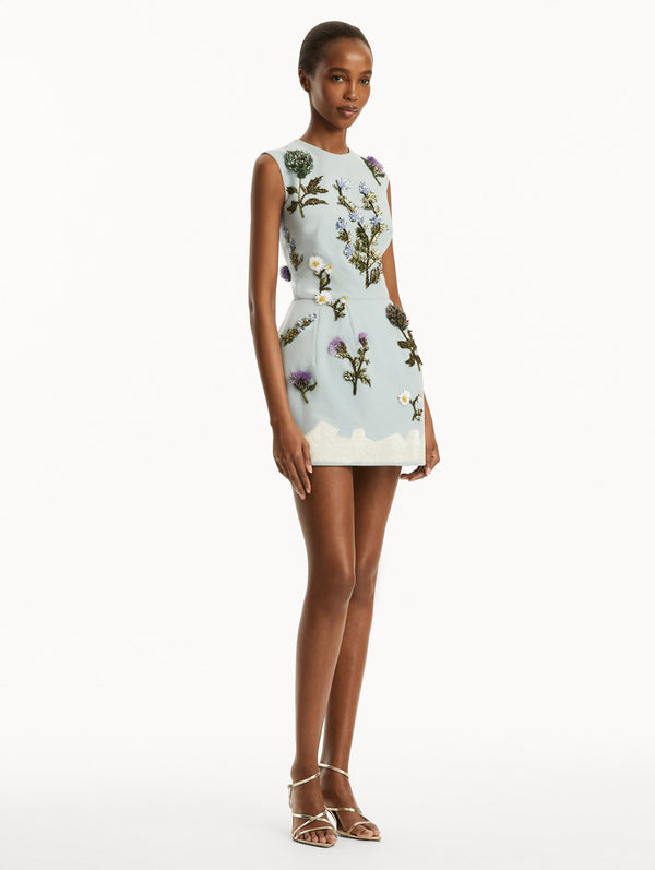 Oscar De La Renta Crystal Artichoke Embroidered Dress
