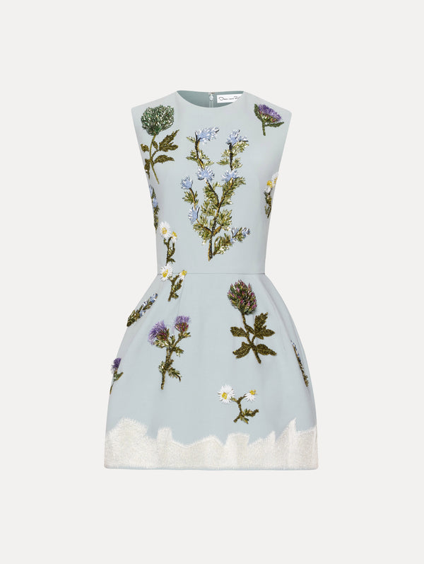 oscar de la renta Crystal Artichoke Embroidered Dress