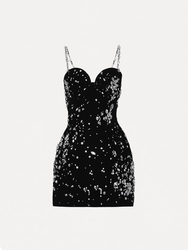 oscar de la renta Crystal Cluster Embroidered Dress