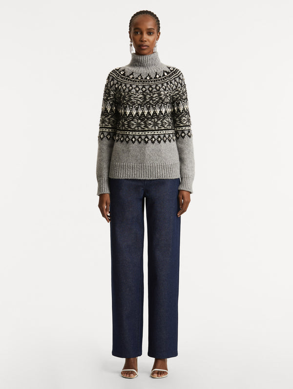 Oscar De La Renta Crystal-Detailed Turtleneck Pullover