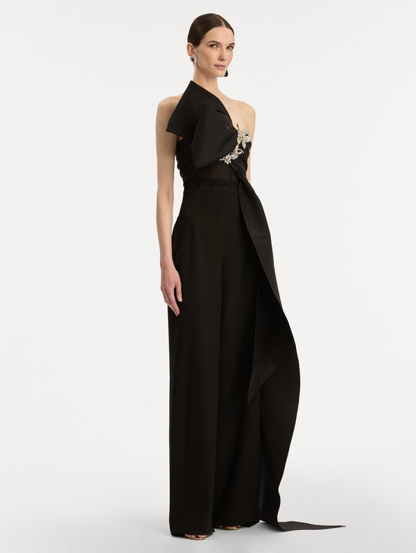 oscar De La Renta Crystal Embroidered Bow-Detailed Blouse