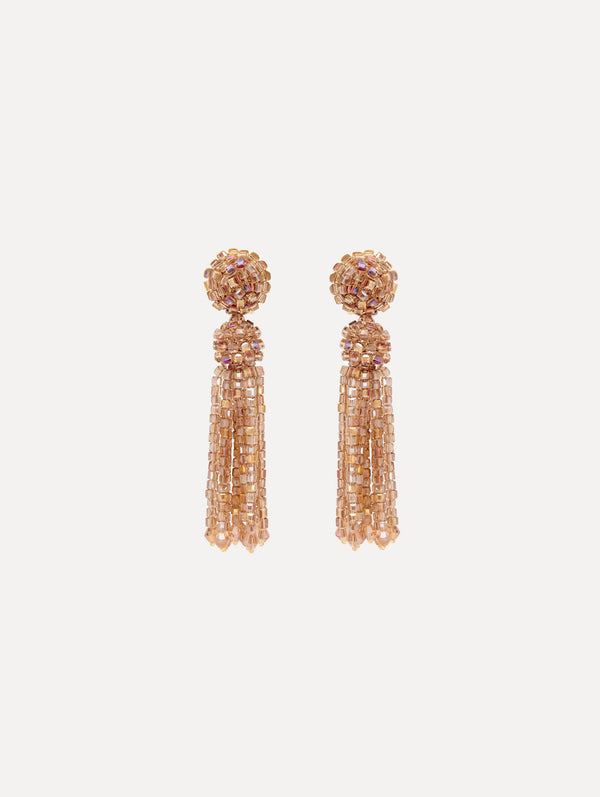 oscar de la renta Crystal Fringe Tassel Clip-On Earrings
