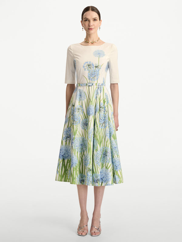 Oscar De La Renta Degradé Allium Cotton Poplin Dress