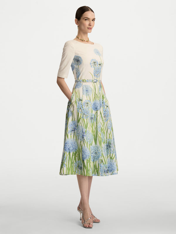 Oscar De La Renta Degradé Allium Cotton Poplin Dress