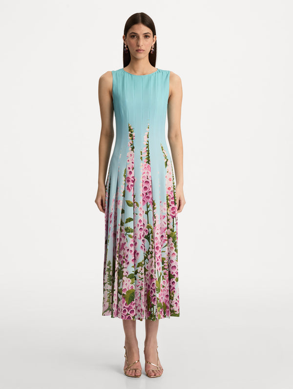 Oscar De La Renta Degradé Foxglove Chiffon Inset Dress