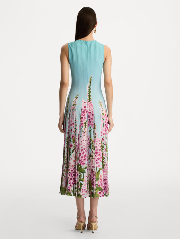 Oscar De La Renta Degradé Foxglove Chiffon Inset Dress