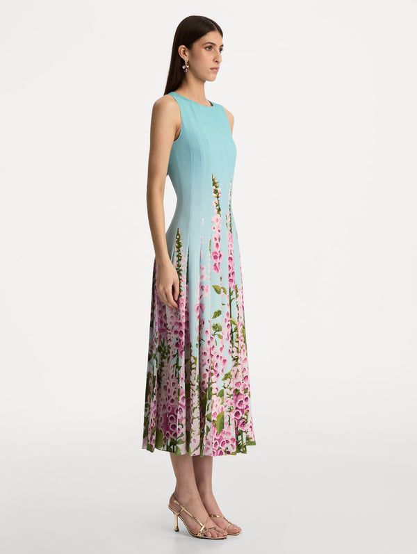 Oscar De La Renta Degradé Foxglove Chiffon Inset Dress