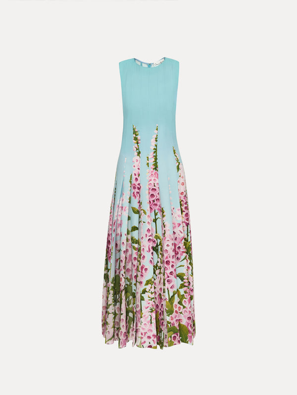 oscar de la renta Degradé Foxglove Chiffon Inset Dress