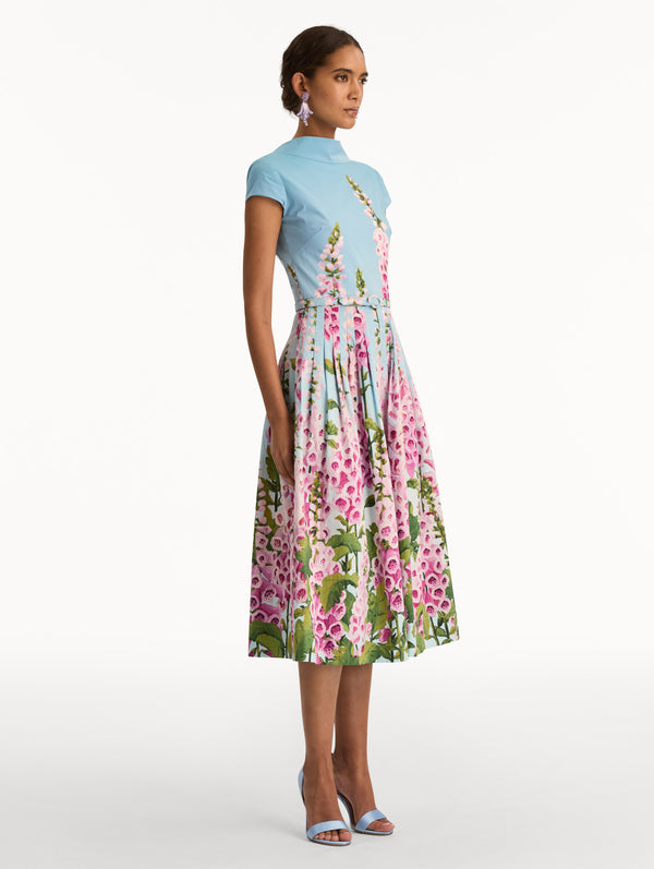 Oscar De La Renta Degradé Foxglove Cotton Poplin Dress