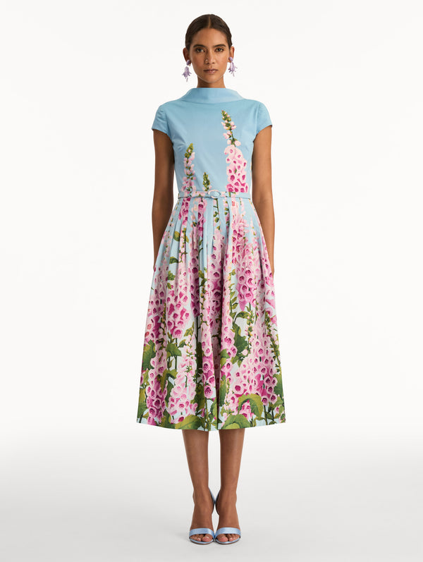 Oscar De La Renta Degradé Foxglove Cotton Poplin Dress