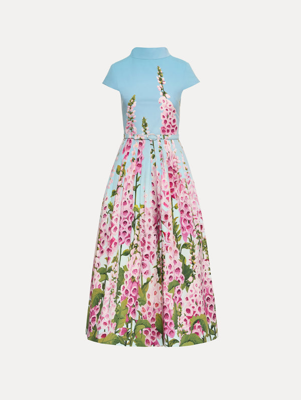 oscar de la renta Degradé Foxglove Cotton Poplin Dress