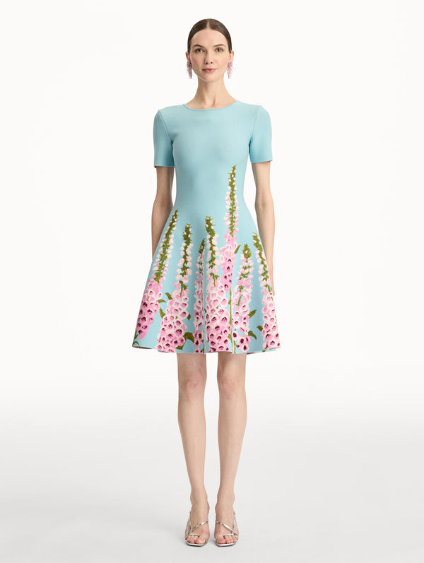 Oscar De La Renta Degradé Foxglove Jacquard Knit Dress