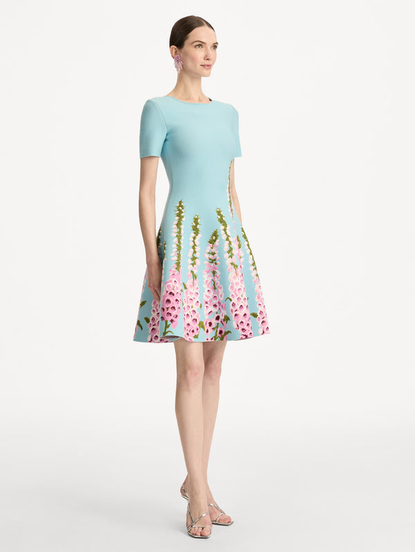 Oscar De La Renta Degradé Foxglove Jacquard Knit Dress