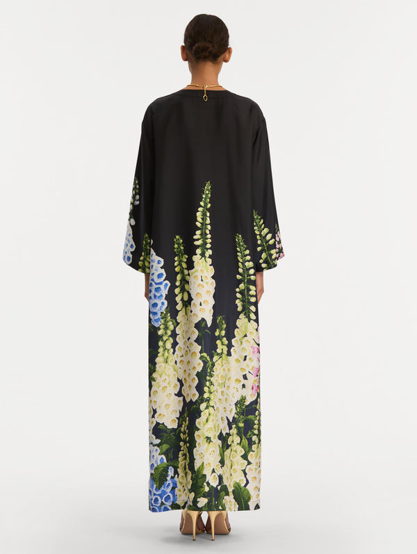 Oscar De La Renta Degradé Foxglove Silk Twill Caftan