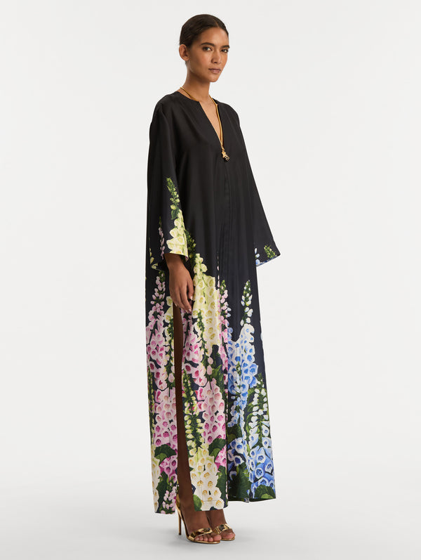 Oscar De La Renta Degradé Foxglove Silk Twill Caftan
