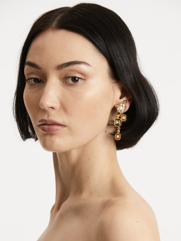 Oscar De La Renta Emerald-Cut Scramble Clip-On Earrings