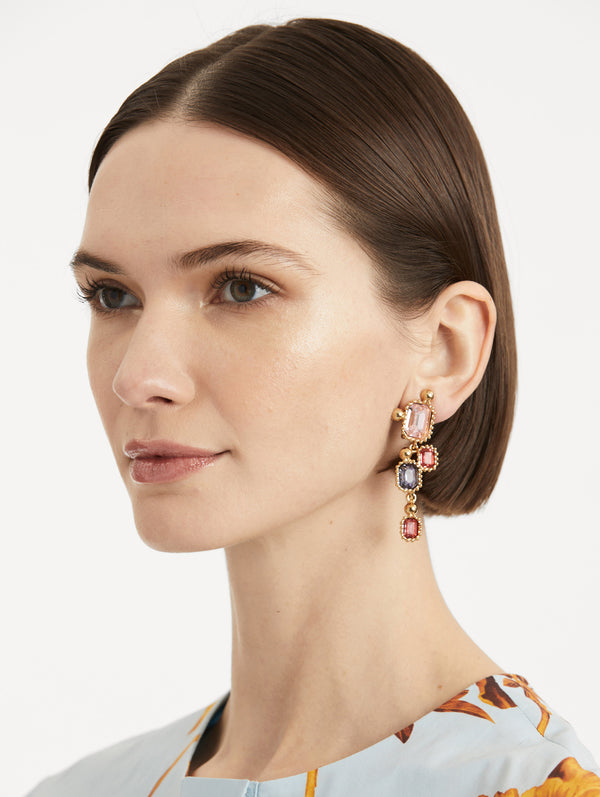 Oscar De La Renta Emerald-Cut Scramble Clip-On Earrings