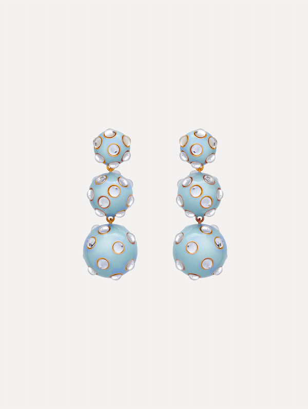 oscar de la renta Enamel Cabochon Drop Clip-On Earrings