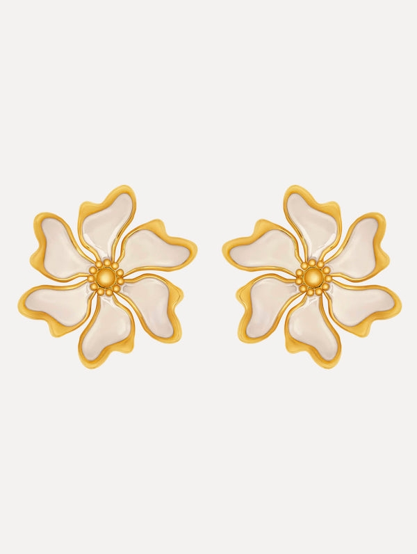 oscar de la renta Enamel Cherry Blossom Clip-On Earrings