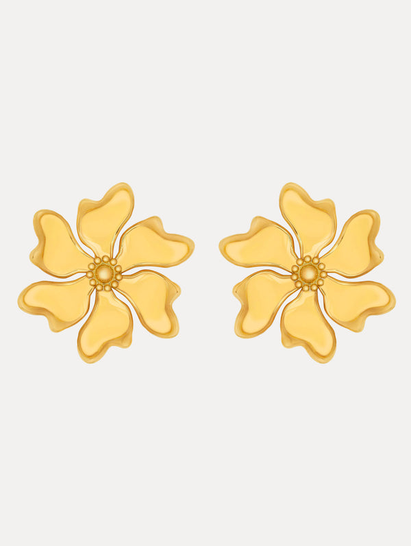 oscar de la renta Enamel Cherry Blossom Clip-On Earrings