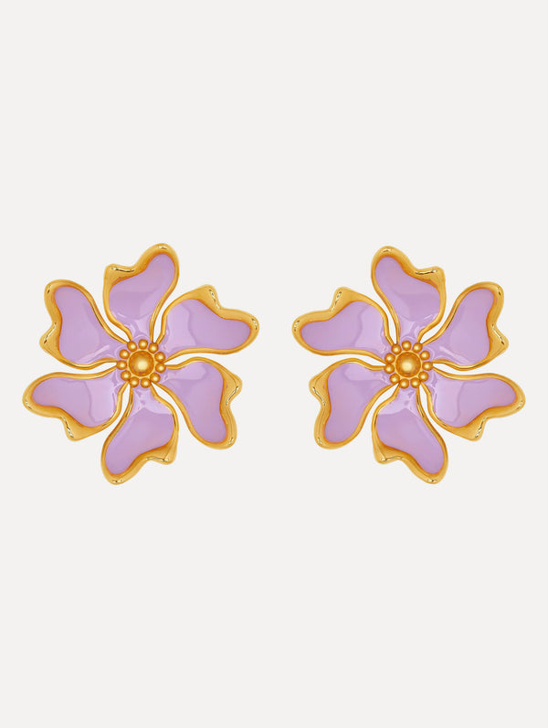 oscar de la renta Enamel Cherry Blossom Clip-On Earrings