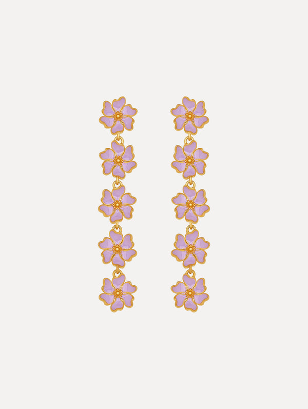 oscar de la renta Enamel Cherry Blossom Drop Earrings