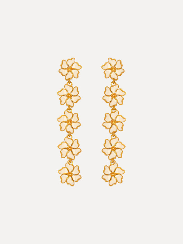 oscar de la renta Enamel Cherry Blossom Drop Earrings